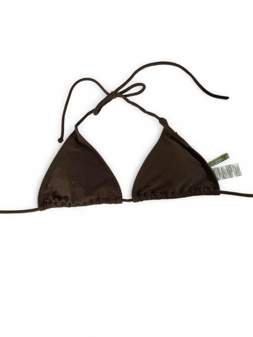 Vintage Y2K Juicy Couture Brown Terry Cloth Triangle Bikini Top Size Large